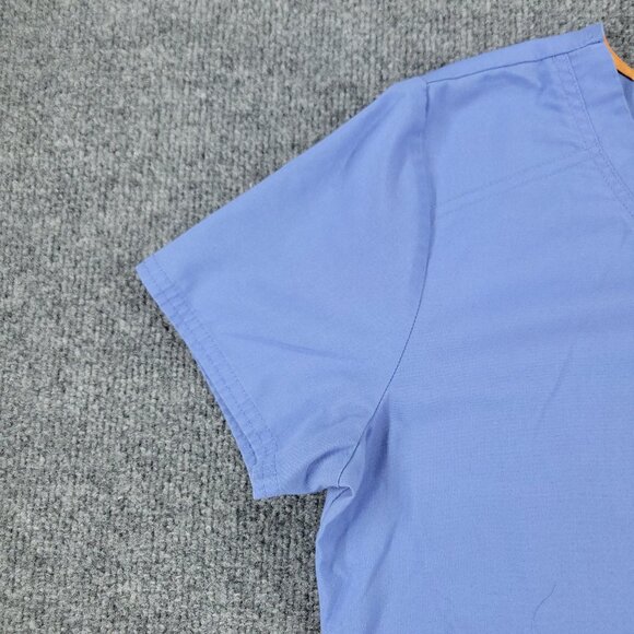 Scrubstar Scrub Top Shirt Women's Small Blue V-Neck Short Sleeve Pocket Uniform - Picture 4 of 13